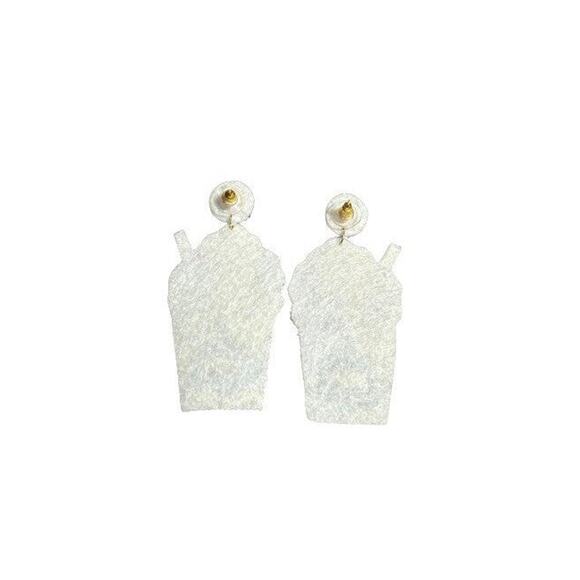 Mardi Gras Beaded Snowball Earrings - Picture 3 of 3